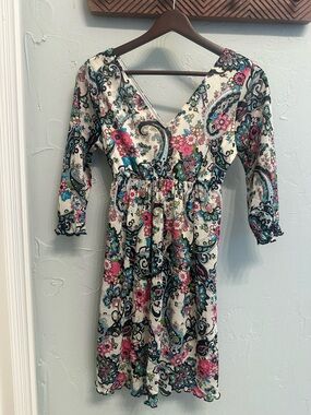 Floral Paisley V-Neck Dress